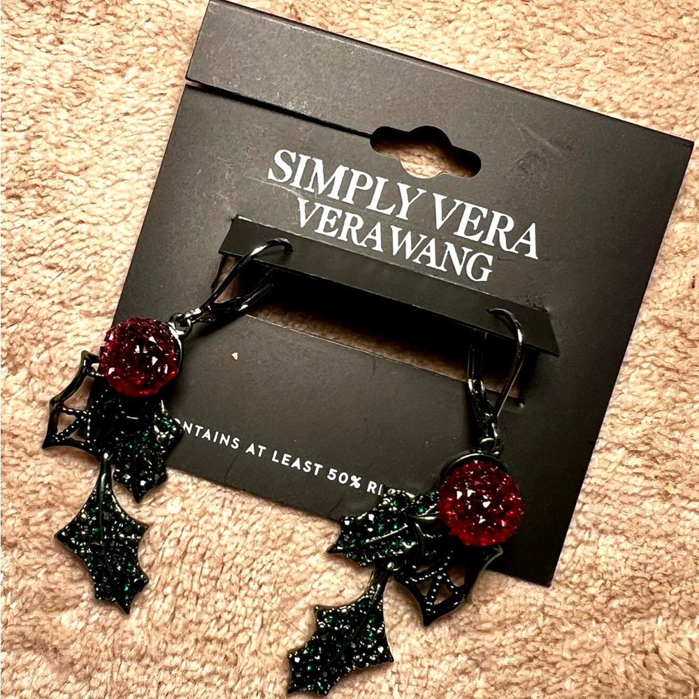 Simply Vera Vera Wang Festive Red and Green Holly Earrings